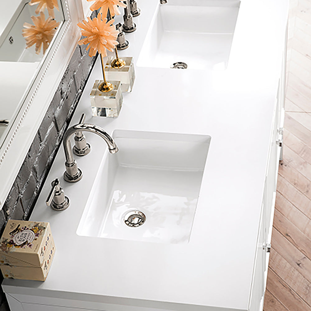 
                  
                    Athens 60" Double Vanity Cabinet, Glossy White Double Bathroom Vanity James Martin Vanities White Zeus Silestone 
                  
                