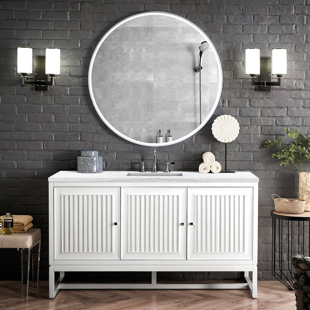 
                  
                    Athens 60" Single Vanity Cabinet , Glossy White Single Bathroom Vanity James Martin Vanities 
                  
                