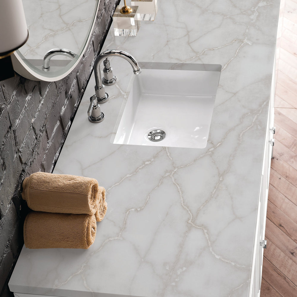 
                  
                    Athens 60" Single Vanity Cabinet , Glossy White Single Bathroom Vanity James Martin Vanities Victorian Silver Quartz 
                  
                