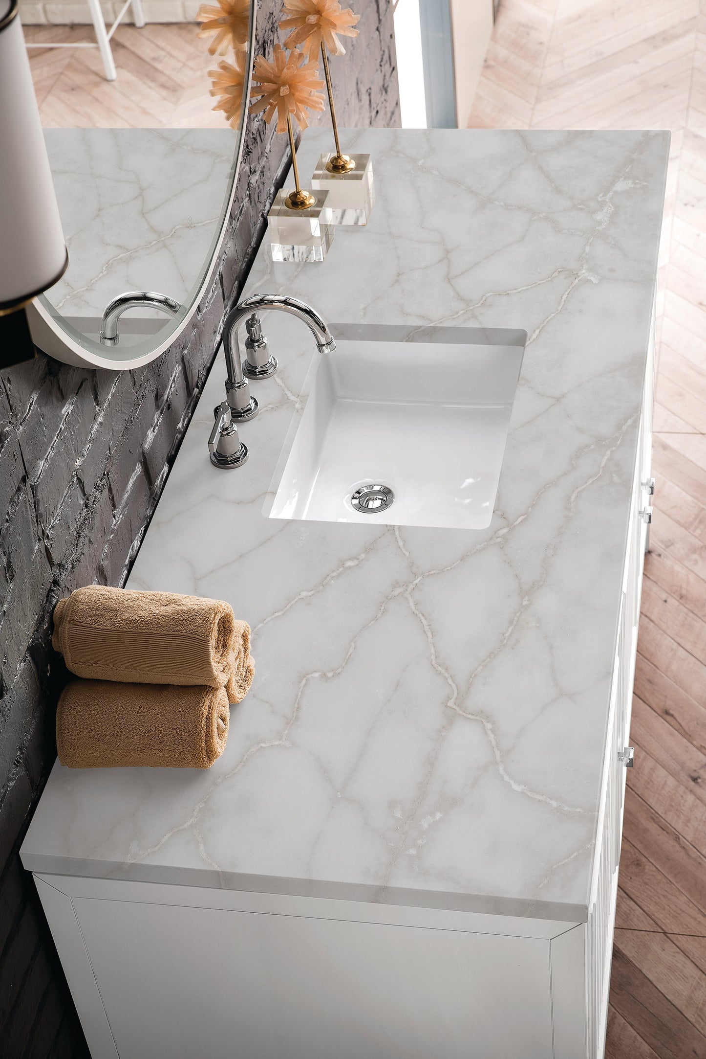 
                  
                    Athens 60" Single Vanity Cabinet , Glossy White Single Bathroom Vanity James Martin Vanities Victorian Silver Quartz 
                  
                