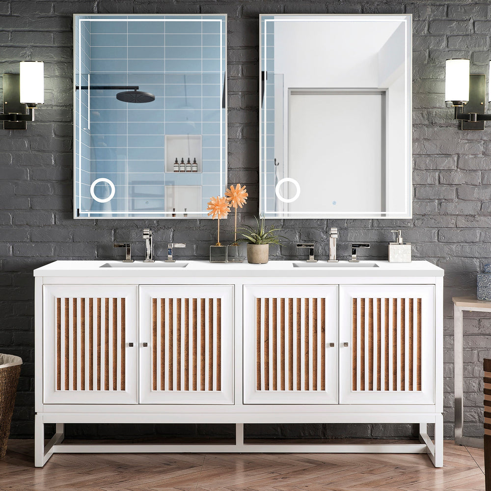 Athens 72" Double Vanity Cabinet, Glossy White Double Bathroom Vanity James Martin Vanities Select Your Top 