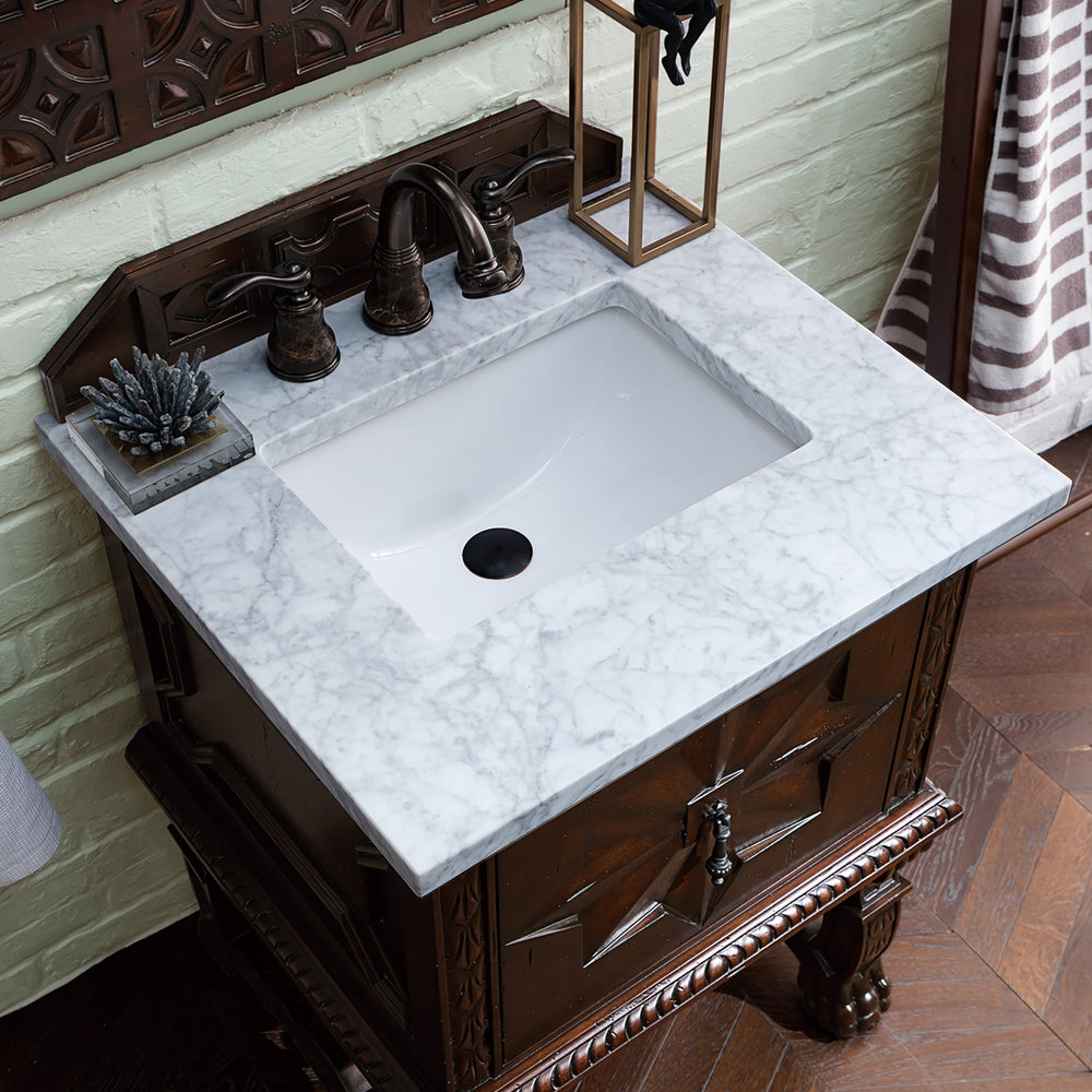 
                  
                    Balmoral 26" Single Bathroom Vanity Single Bathroom Vanity James Martin Vanities Carrara White Marble 
                  
                