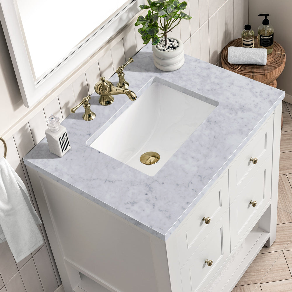 
                  
                    Breckenridge 30" Single Vanity in Bright White Single Vanity James Martin Vanities Carrara White Marble 
                  
                