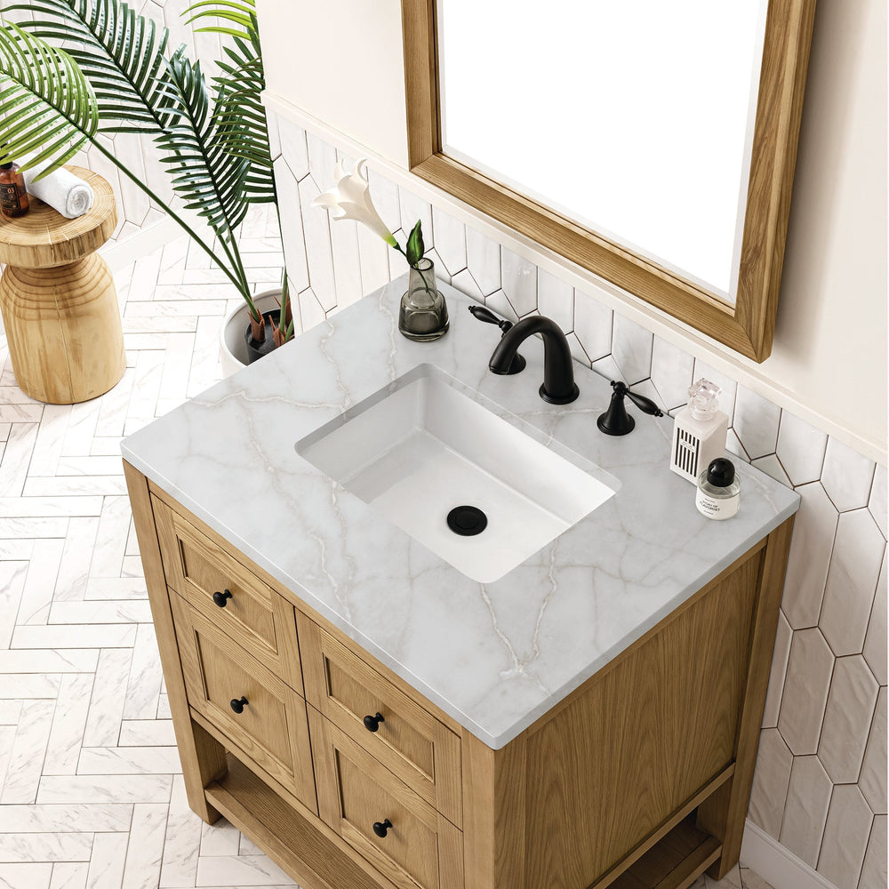 
                  
                    Breckenridge 30" Single Vanity in Light Natural Oak Single Vanity James Martin Vanities Victorian Silver Silestone 
                  
                