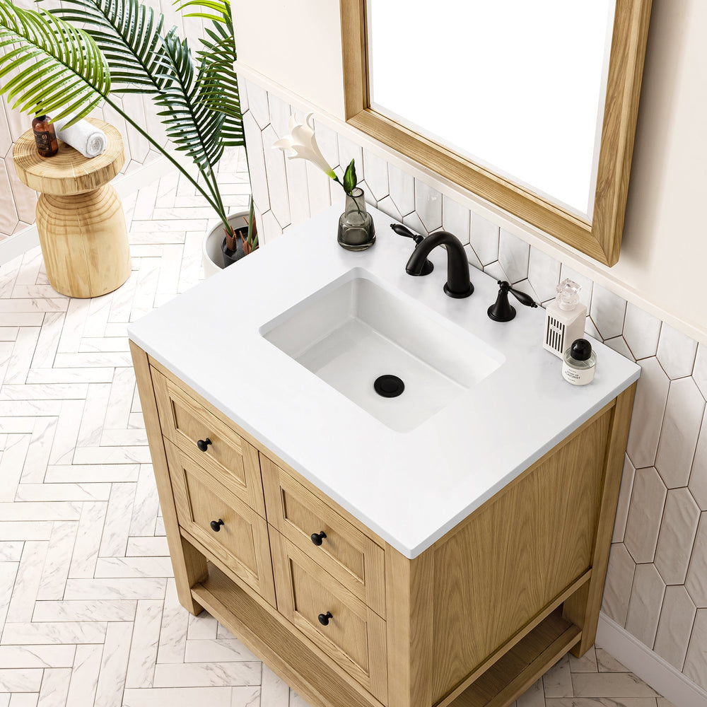 
                  
                    Breckenridge 30" Single Vanity in Light Natural Oak Single Vanity James Martin Vanities White Zeus Silestone 
                  
                