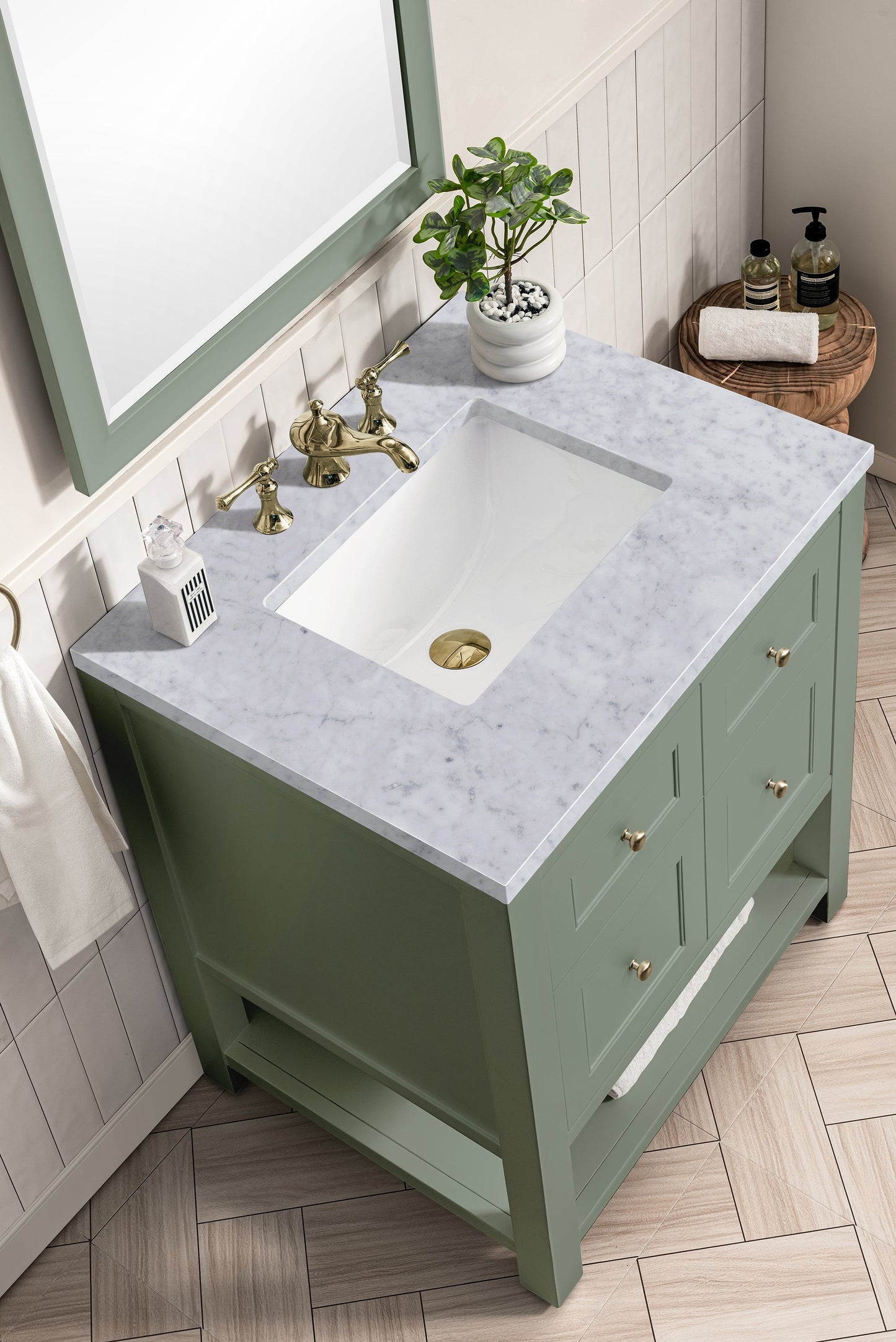 
                  
                    Breckenridge 30" Single Vanity in Smokey Celadon Single Vanity James Martin Vanities Carrara Marble Silestone 
                  
                