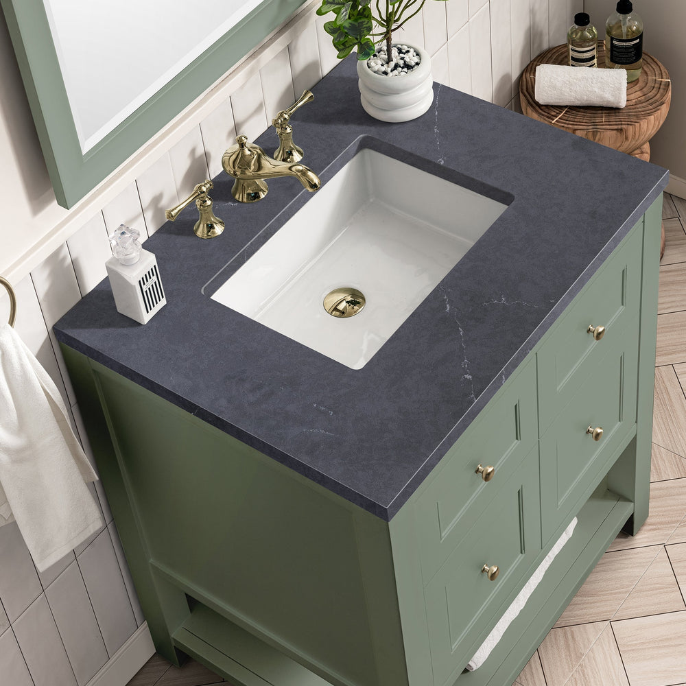 
                  
                    Breckenridge 30" Single Vanity in Smokey Celadon Single Vanity James Martin Vanities Charcoal Soapstone Silestone 
                  
                