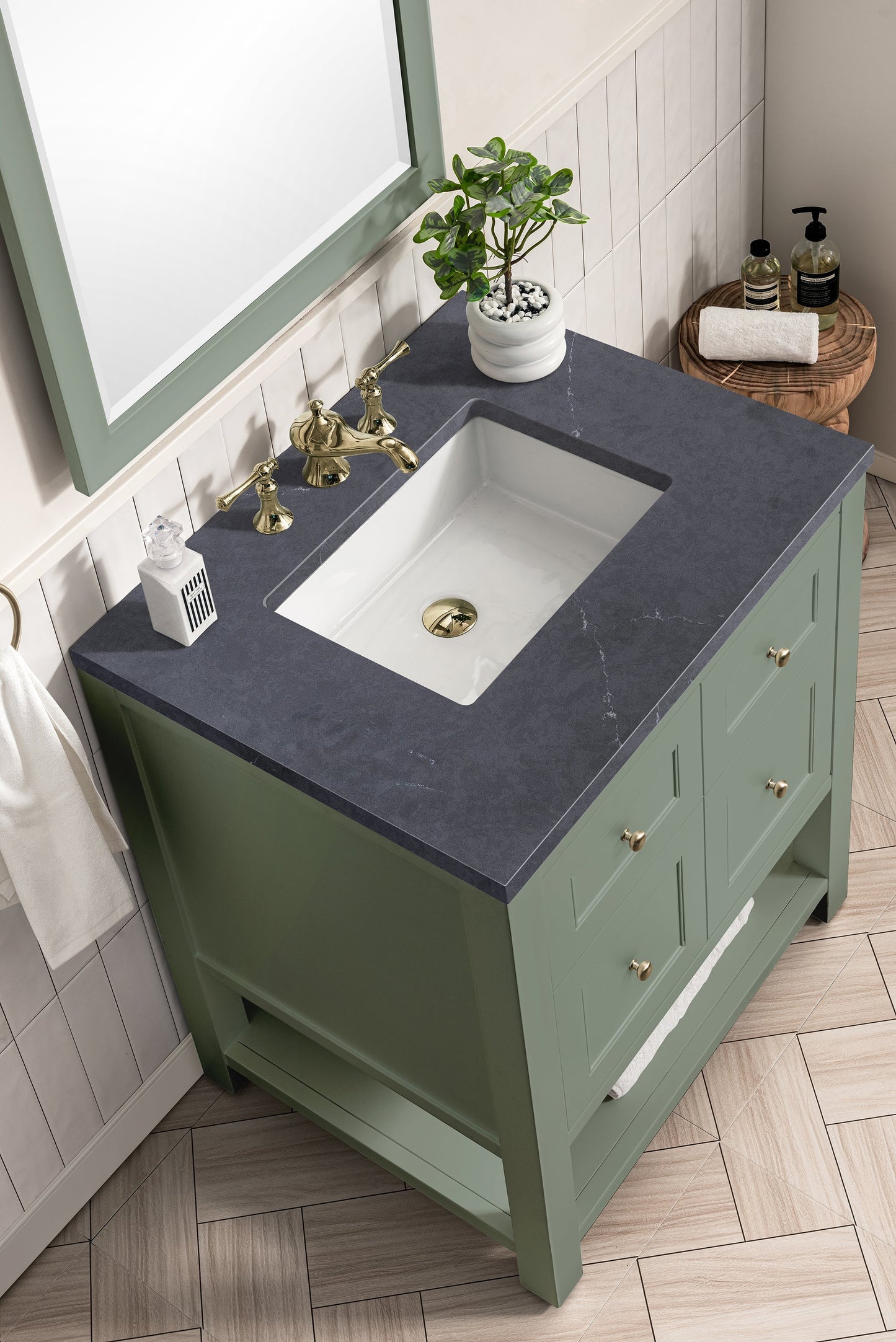 
                  
                    Breckenridge 30" Single Vanity in Smokey Celadon Single Vanity James Martin Vanities Charcoal Soapstone Silestone 
                  
                