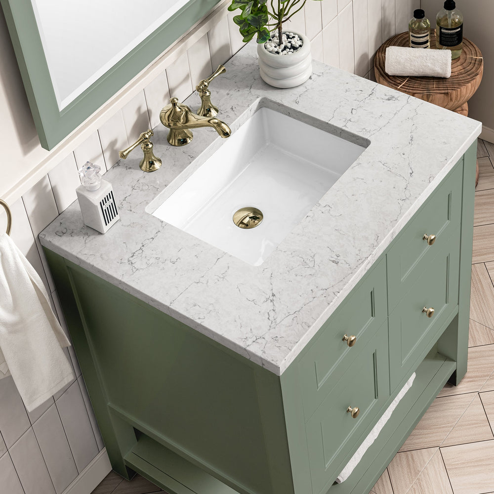 
                  
                    Breckenridge 30" Single Vanity in Smokey Celadon Single Vanity James Martin Vanities Eternal Jasmine Pearl Silestone 
                  
                