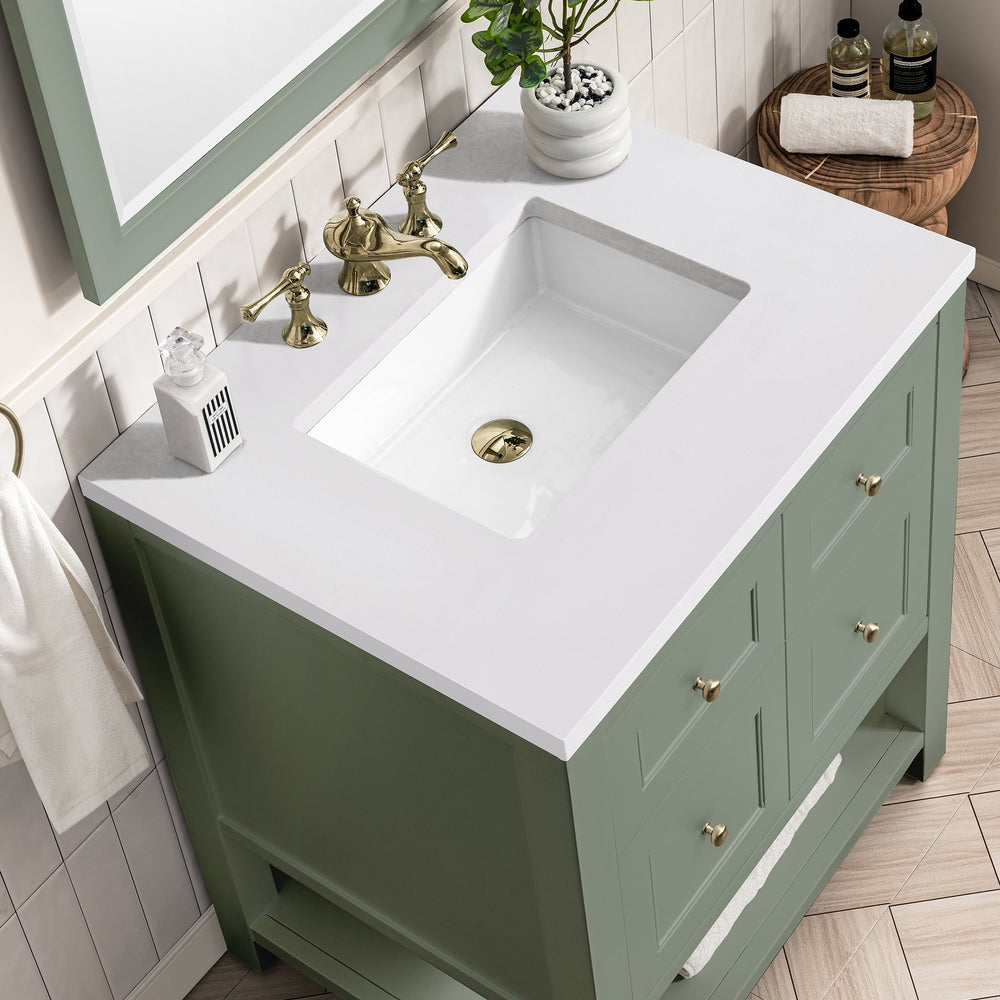 
                  
                    Breckenridge 30" Single Vanity in Smokey Celadon Single Vanity James Martin Vanities White Zeus Silestone 
                  
                