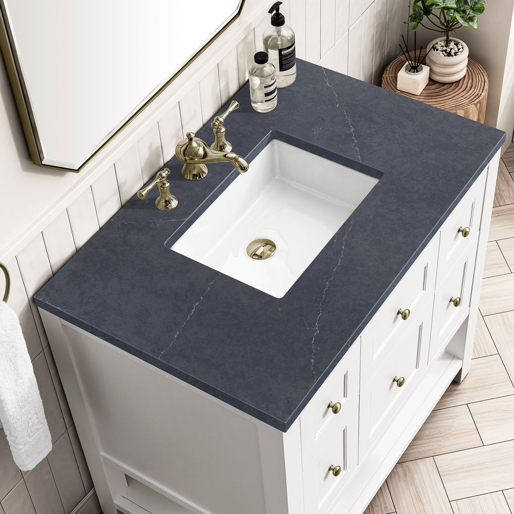 
                  
                    Breckenridge 36" Single Vanity in Bright White Single Bathroom Vanity James Martin Vanities Charcoal Soapstone Silestone 
                  
                