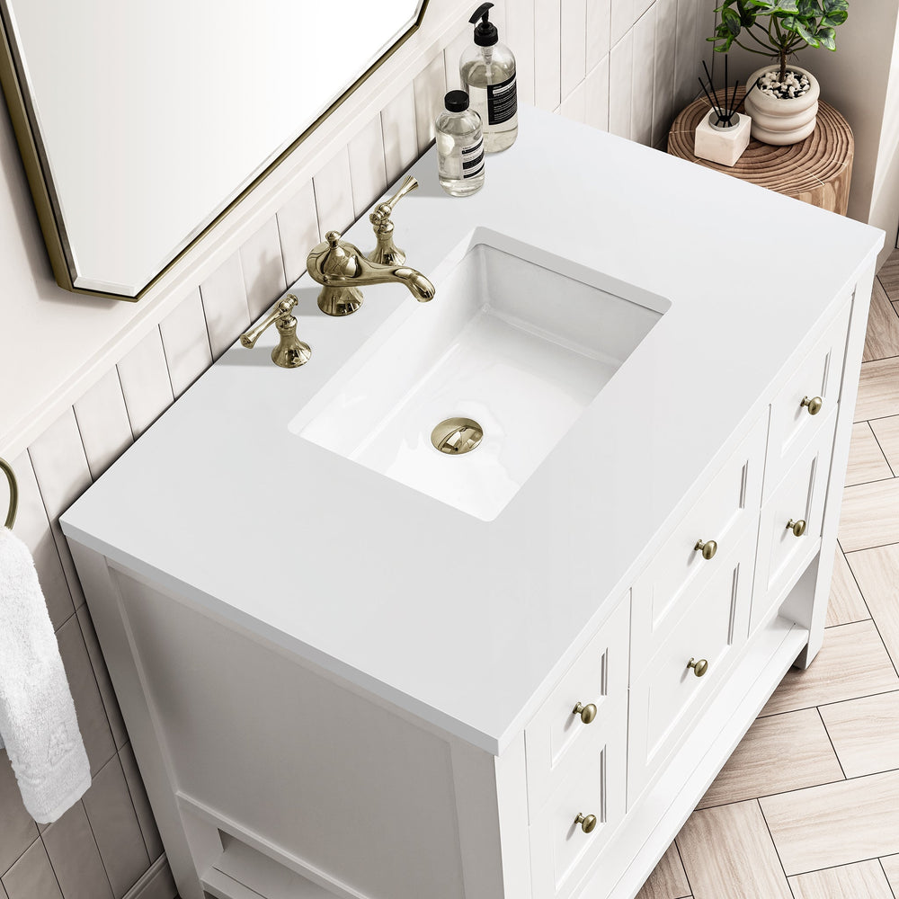 
                  
                    Breckenridge 36" Single Vanity in Bright White Single Bathroom Vanity James Martin Vanities White Zeus Silestone 
                  
                