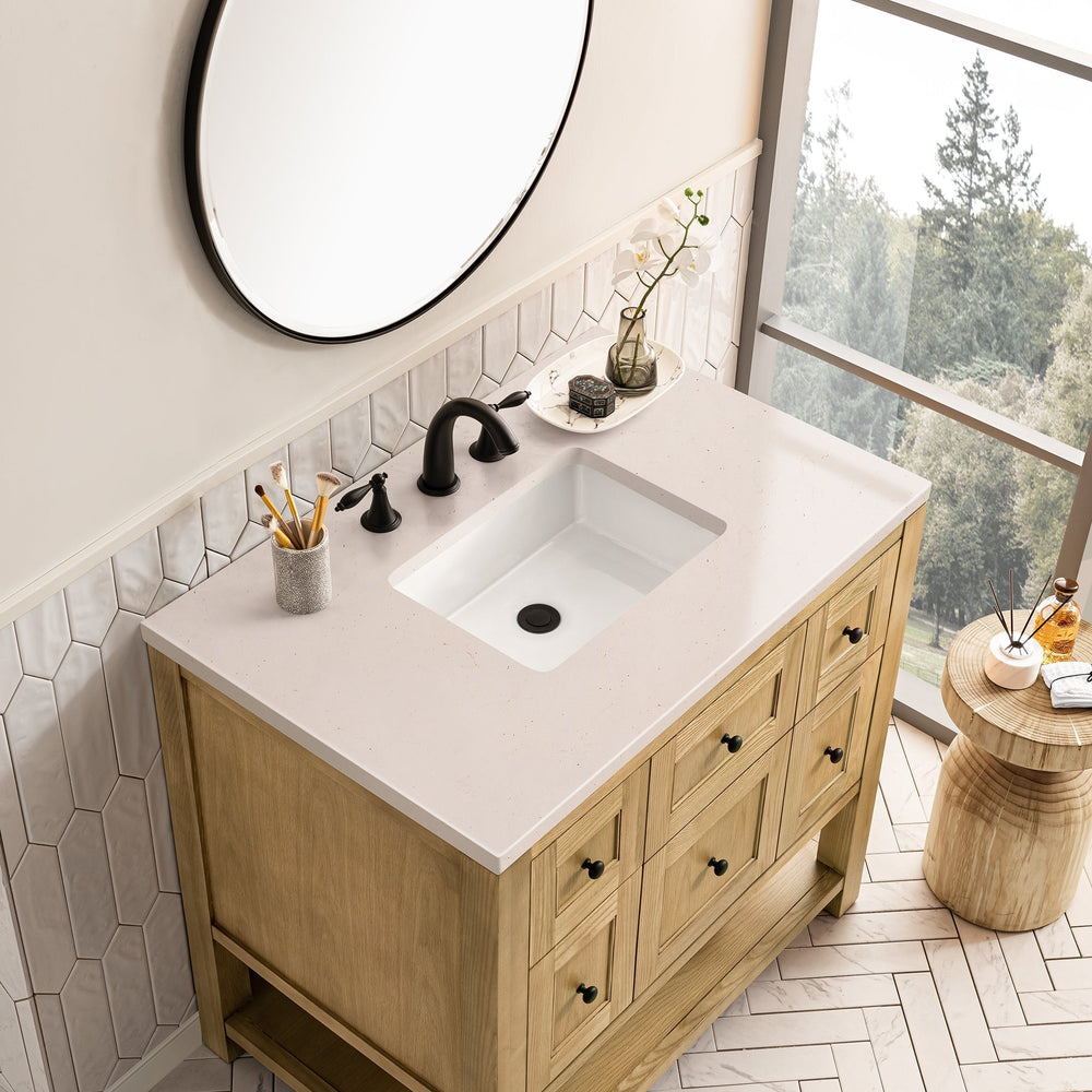 
                  
                    Breckenridge 36" Single Vanity in Light Natural Oak Single Bathroom Vanity James Martin Vanities Eternal Marfil Silestone 
                  
                