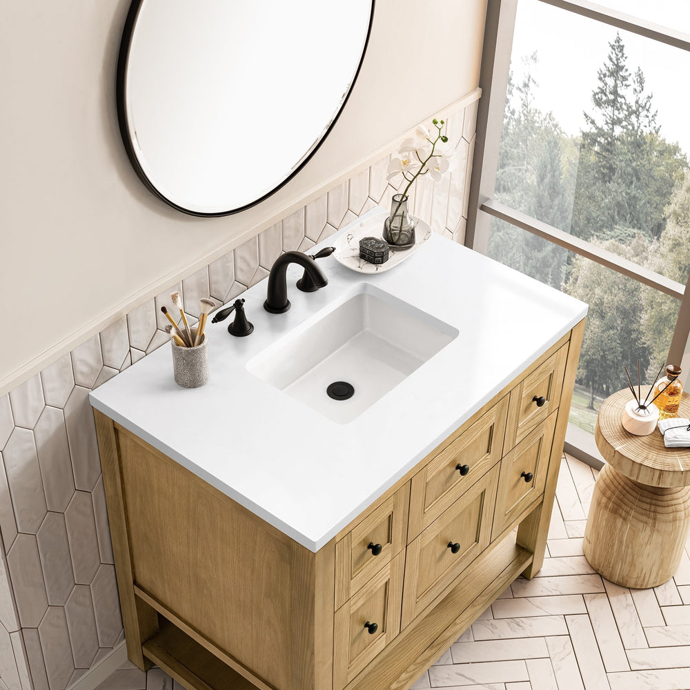 
                  
                    Breckenridge 36" Single Vanity in Light Natural Oak Single Bathroom Vanity James Martin Vanities White Zeus Silestone 
                  
                