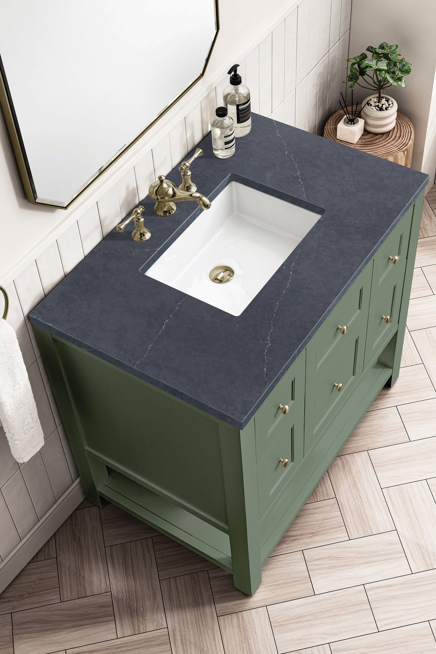 
                  
                    Breckenridge 36" Single Vanity in Smokey Celadon Single Bathroom Vanity James Martin Vanities Charcoal Soapstone Silestone 
                  
                