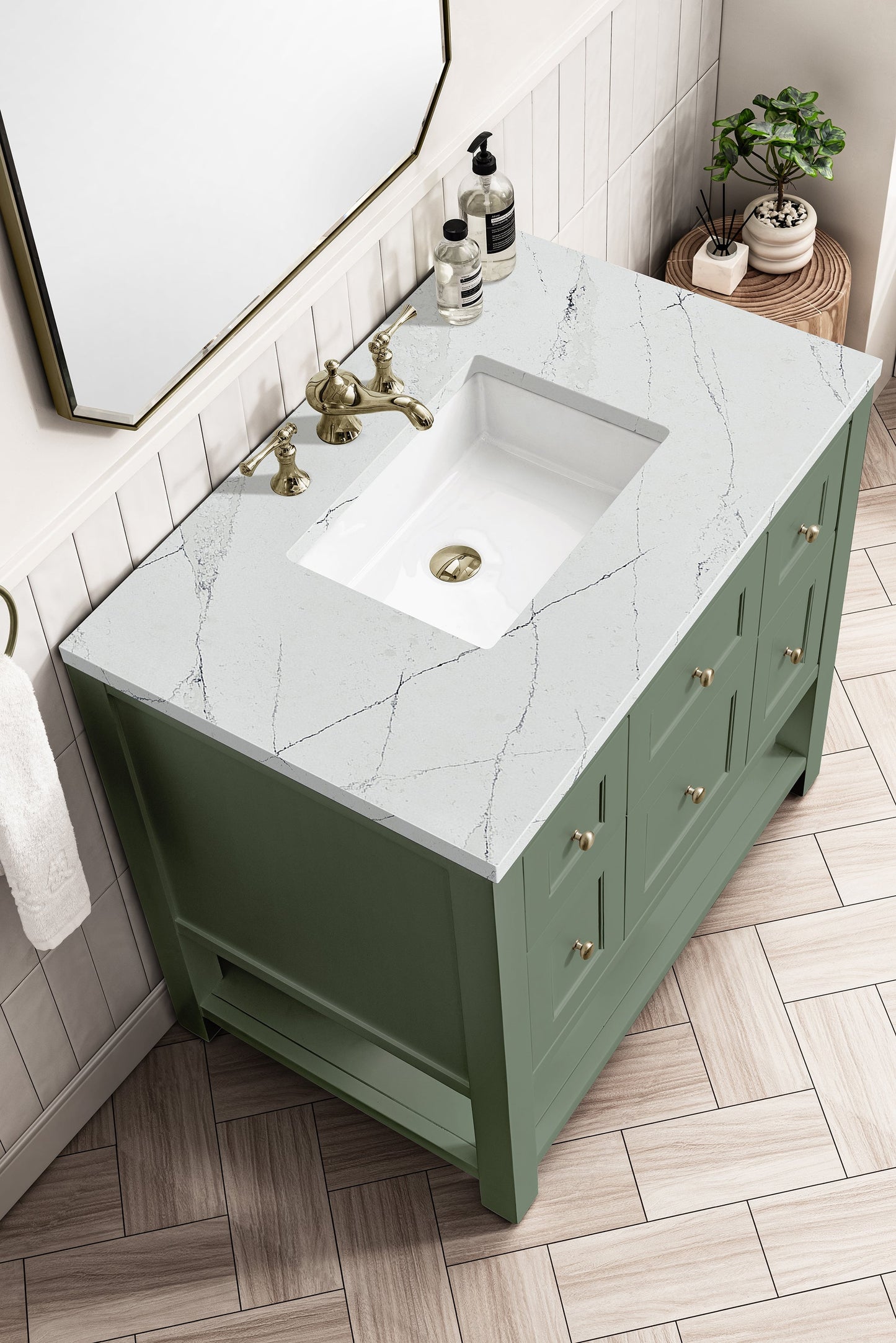 
                  
                    Breckenridge 36" Single Vanity in Smokey Celadon Single Bathroom Vanity James Martin Vanities Ethereal Noctis Silestone 
                  
                