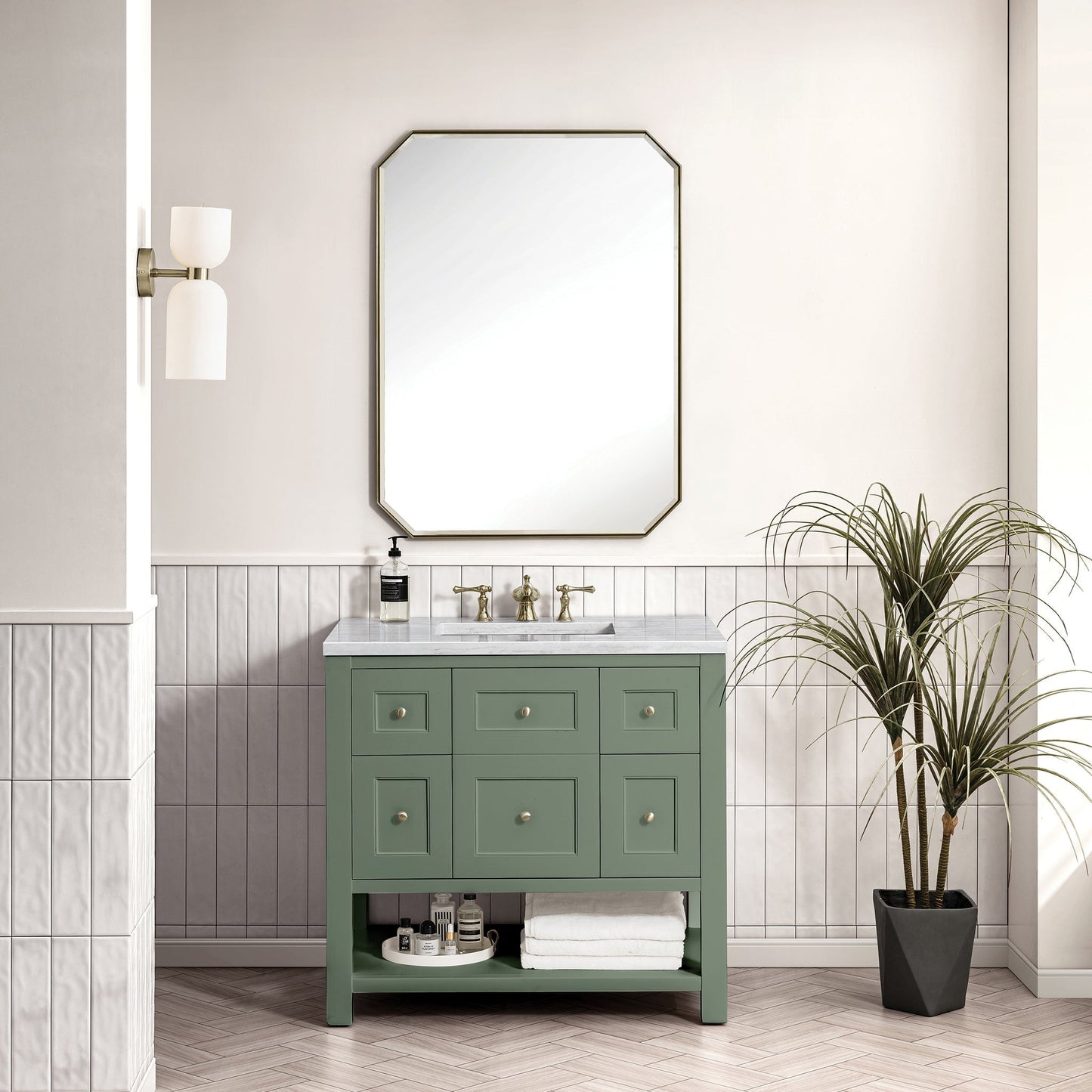 
                  
                    Breckenridge 36" Single Vanity in Smokey Celadon Single Bathroom Vanity James Martin Vanities Select Your Top 
                  
                
