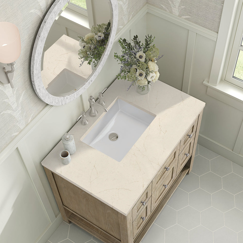 
                  
                    Breckenridge 36" Single Vanity in Whitewashed Oak Single Bathroom Vanity James Martin Vanities Eternal Marfil Silestone 
                  
                