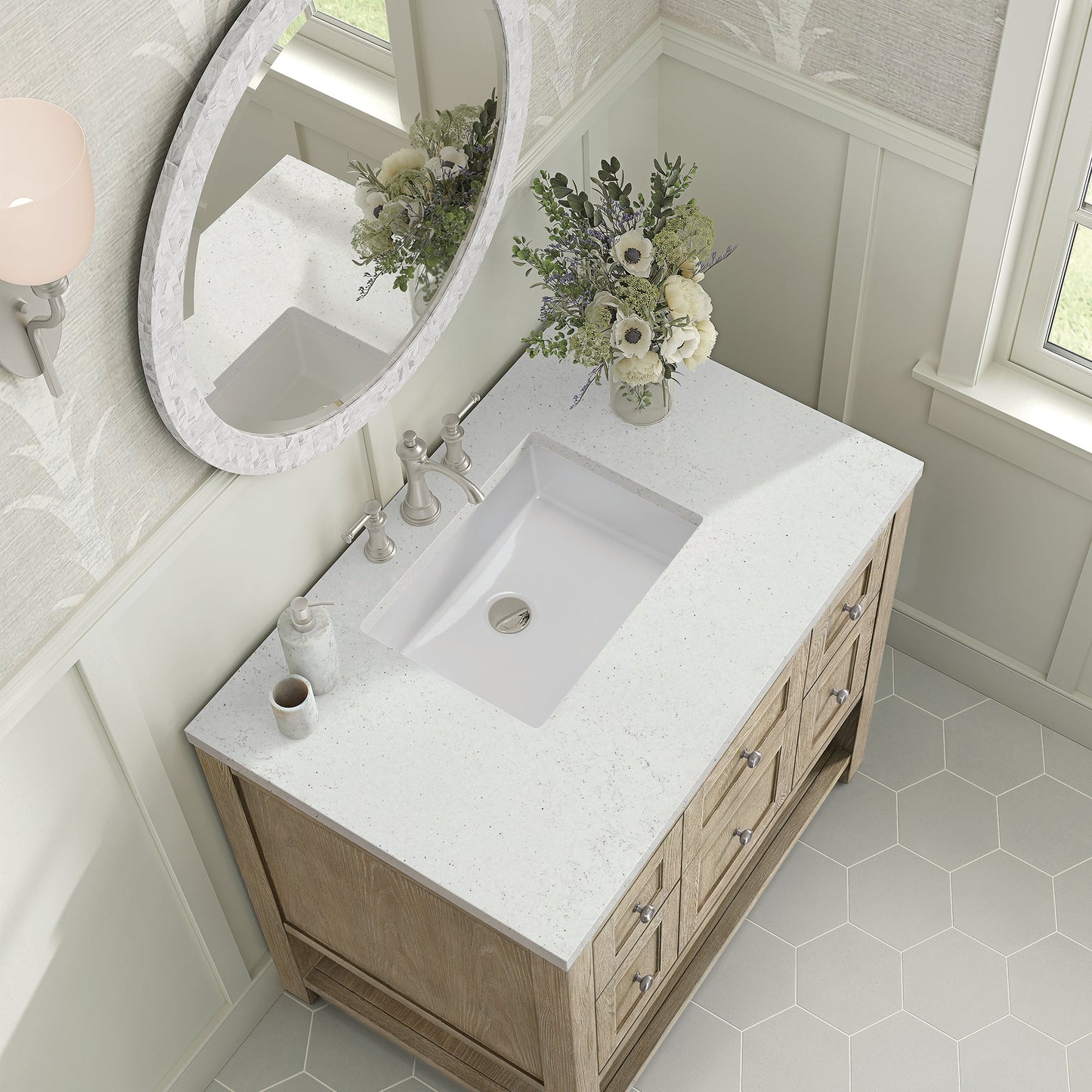 
                  
                    Breckenridge 36" Single Vanity in Whitewashed Oak Single Bathroom Vanity James Martin Vanities Lime Delight Silestone 
                  
                