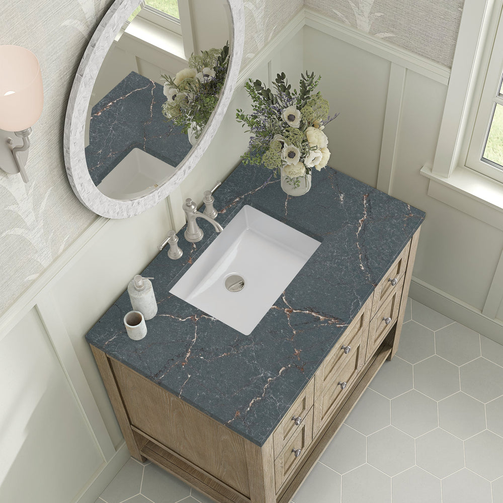 
                  
                    Breckenridge 36" Single Vanity in Whitewashed Oak Single Bathroom Vanity James Martin Vanities Parisien Bleu Silestone 
                  
                