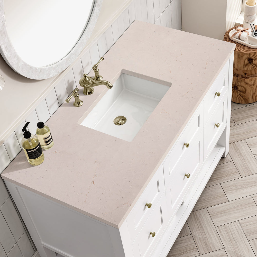 
                  
                    Breckenridge 48" Single Vanity in Bright White Single Bathroom Vanity James Martin Vanities Eternal Marfil Silestone 
                  
                