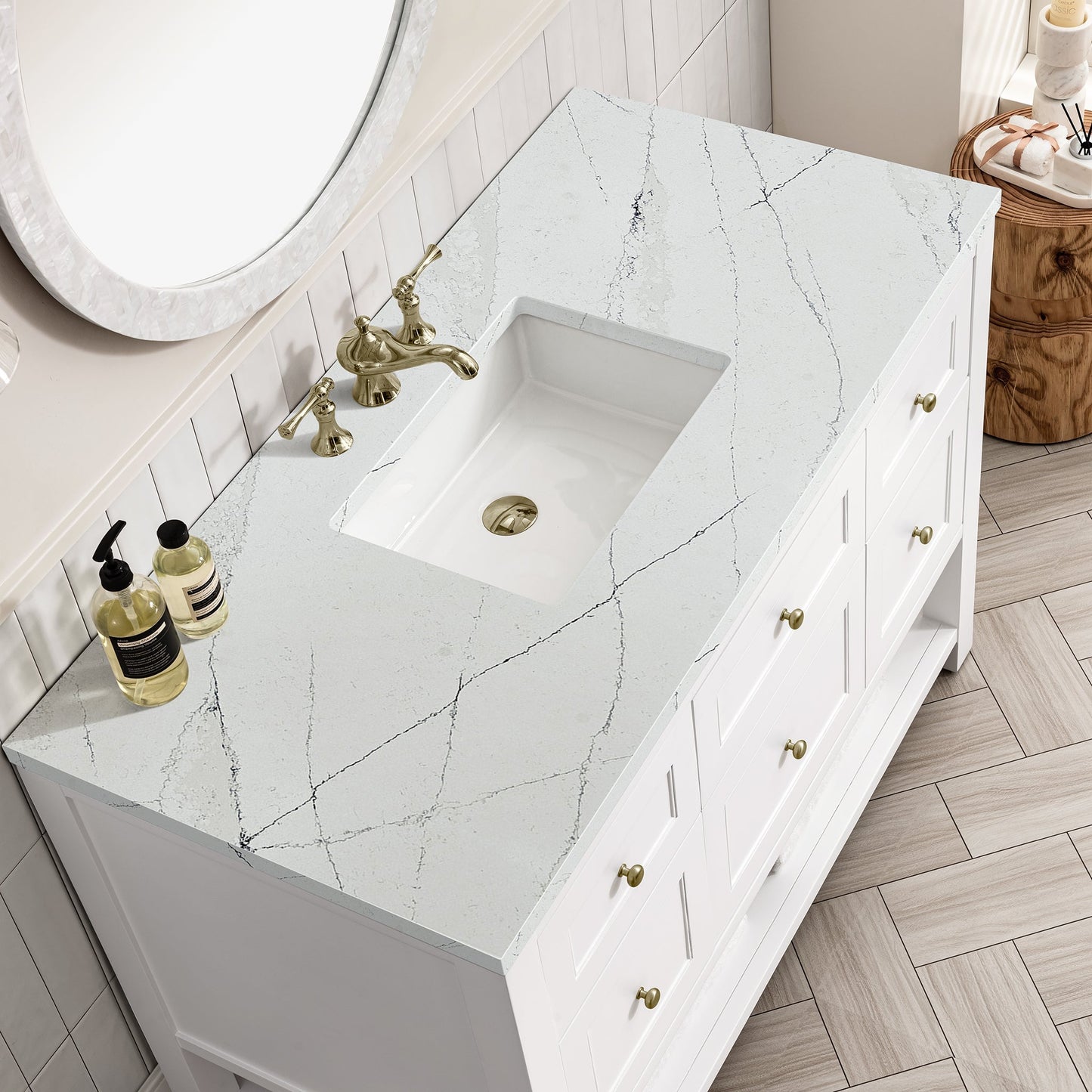 
                  
                    Breckenridge 48" Single Vanity in Bright White Single Bathroom Vanity James Martin Vanities Ethereal Noctis Silestone 
                  
                