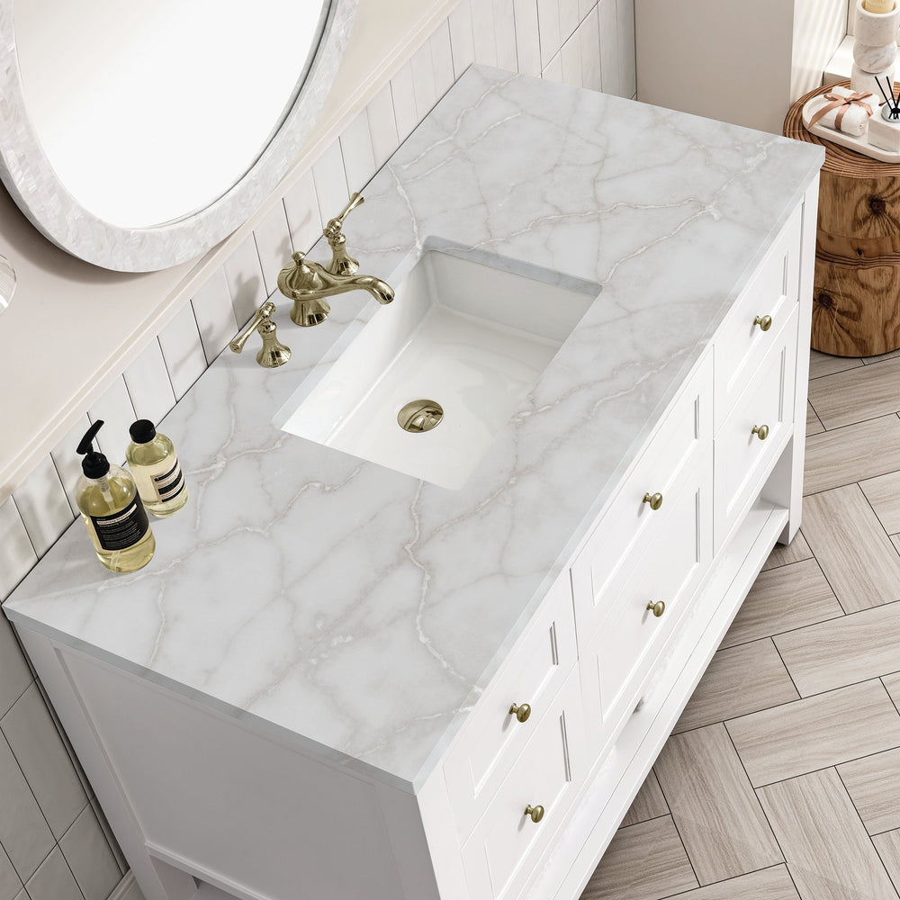 
                  
                    Breckenridge 48" Single Vanity in Bright White Single Bathroom Vanity James Martin Vanities Victorian Silver Silestone 
                  
                