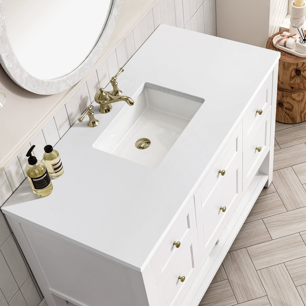 
                  
                    Breckenridge 48" Single Vanity in Bright White Single Bathroom Vanity James Martin Vanities White Zeus Silestone 
                  
                