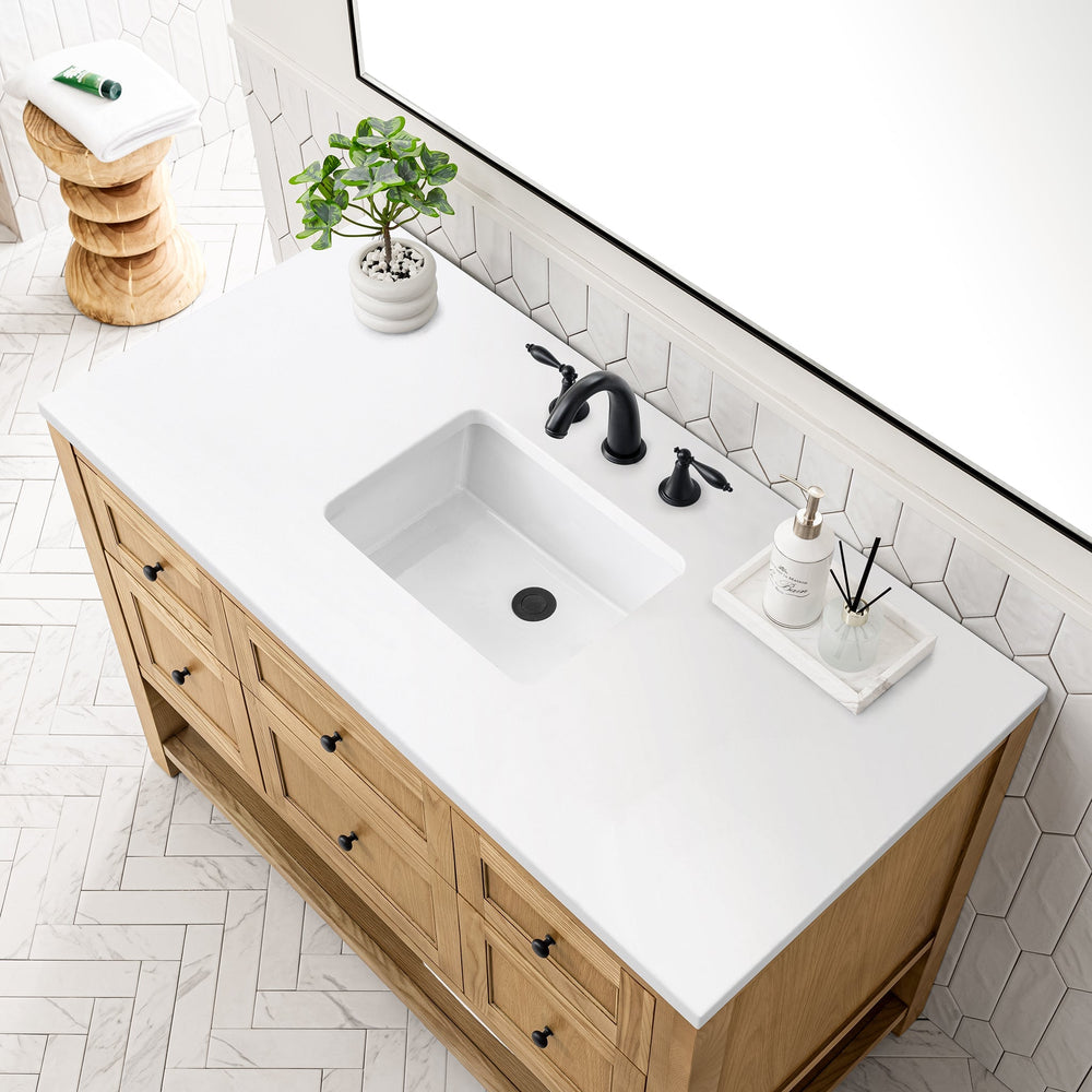 
                  
                    Breckenridge 48" Single Vanity in Light Natural Oak Single Bathroom Vanity James Martin Vanities White Zeus Silestone 
                  
                