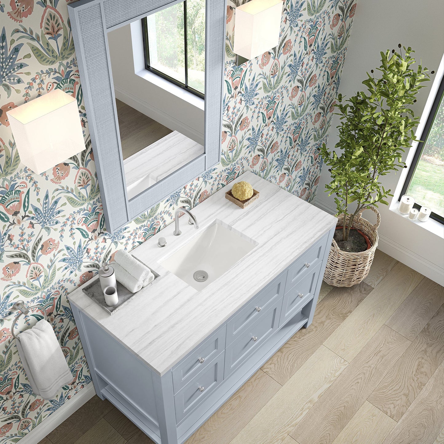 
                  
                    Breckenridge 48" Single Vanity in Serenity Blue Single Bathroom Vanity James Martin Vanities Arctic Fall Solid Surface 
                  
                