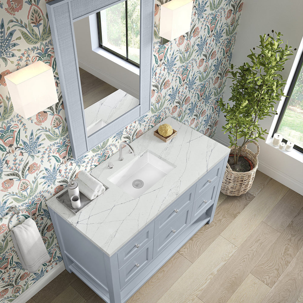 
                  
                    Breckenridge 48" Single Vanity in Serenity Blue Single Bathroom Vanity James Martin Vanities Ethereal Noctis Silestone 
                  
                