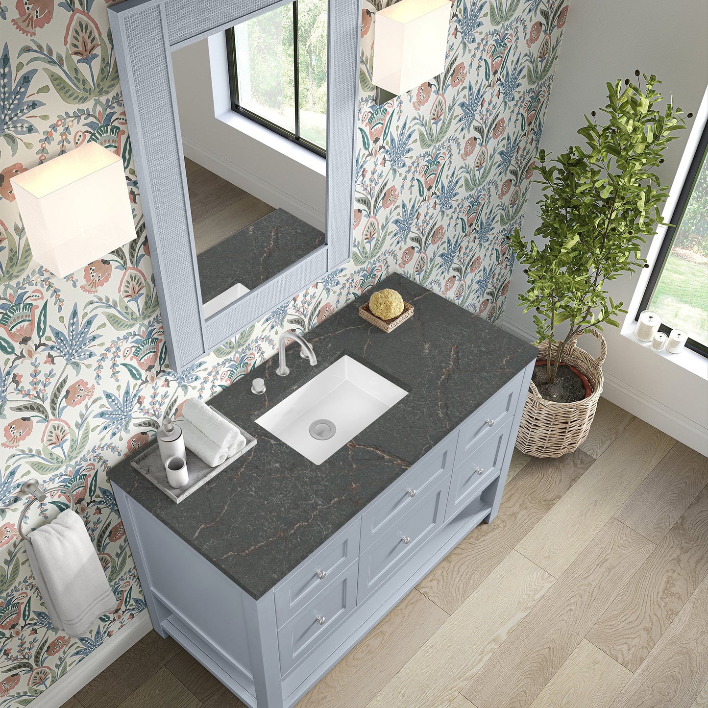 
                  
                    Breckenridge 48" Single Vanity in Serenity Blue Single Bathroom Vanity James Martin Vanities Parisien Bleu Silestone 
                  
                