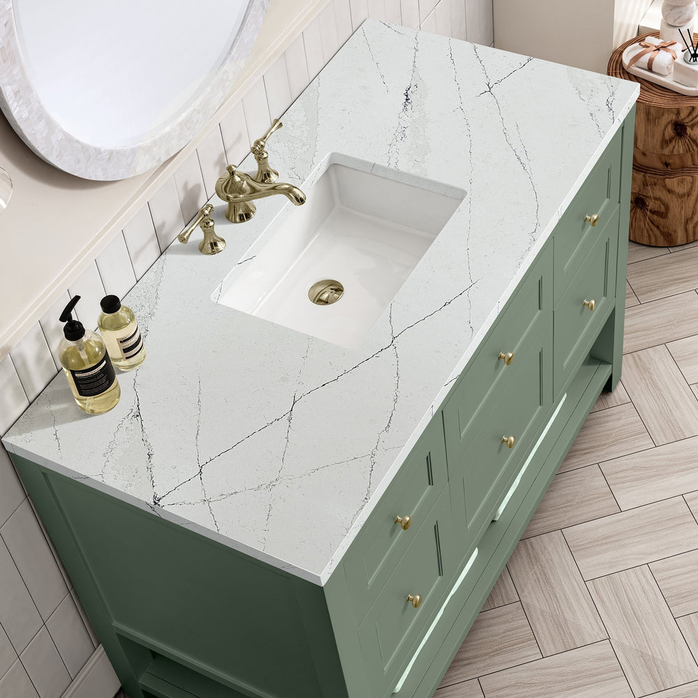 
                  
                    Breckenridge 48" Single Vanity in Smokey Celadon Single Bathroom Vanity James Martin Vanities Ethereal Noctis Silestone 
                  
                