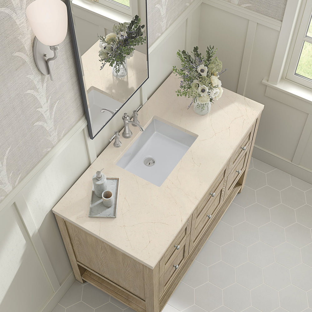 
                  
                    Breckenridge 48" Single Vanity in Whitewashed Oak Single Bathroom Vanity James Martin Vanities Eternal Marfil Silestone 
                  
                