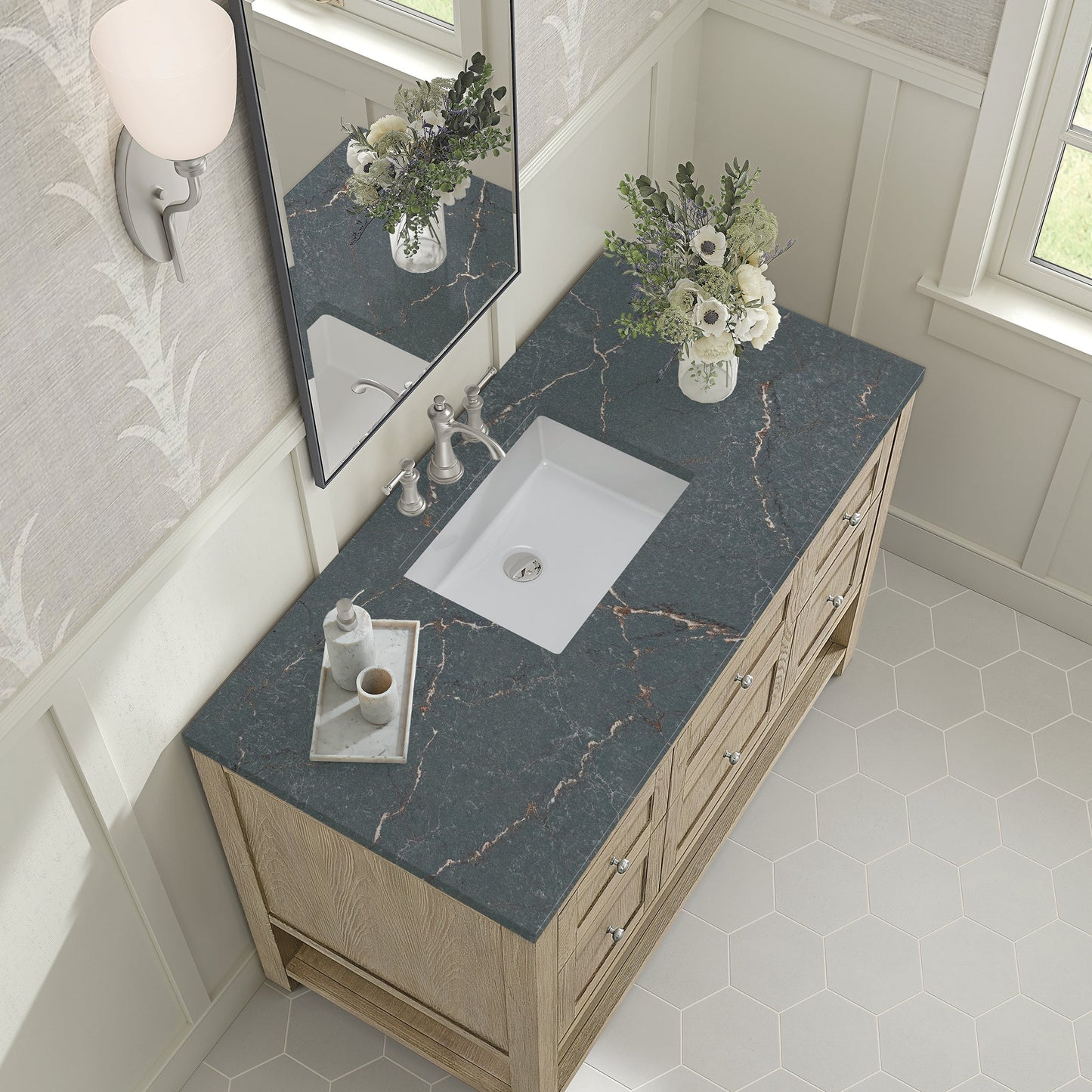 
                  
                    Breckenridge 48" Single Vanity in Whitewashed Oak Single Bathroom Vanity James Martin Vanities Parisien Bleu Silestone 
                  
                