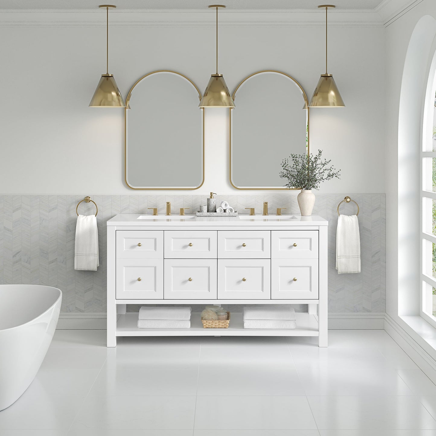 Breckenridge 60" Double Vanity in Bright White Single Bathroom Vanity James Martin Vanities 