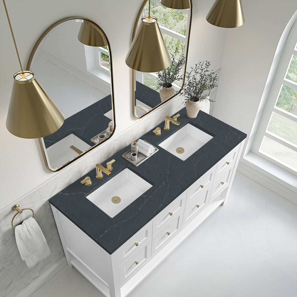 
                  
                    Breckenridge 60" Double Vanity in Bright White Single Bathroom Vanity James Martin Vanities Charcoal Soapstone Silestone 
                  
                