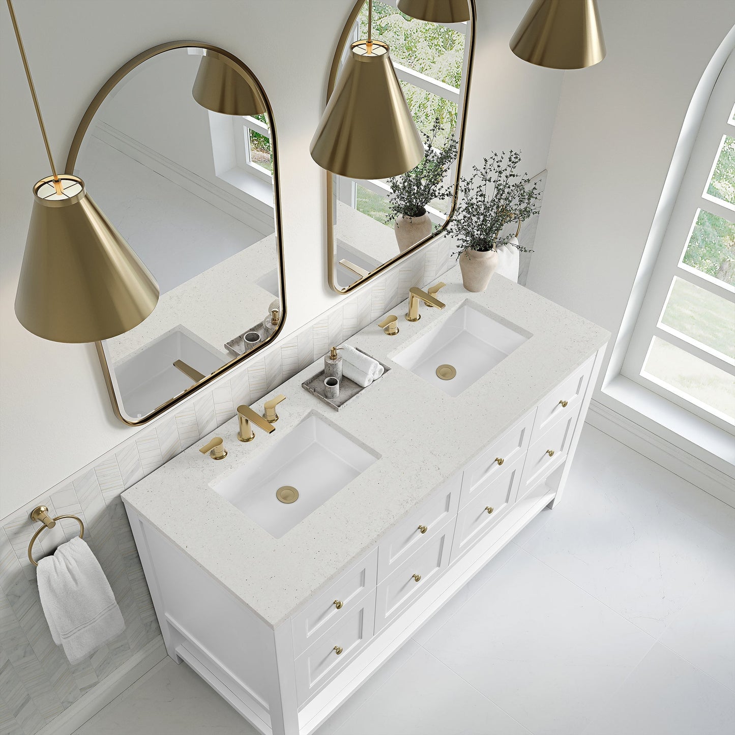 
                  
                    Breckenridge 60" Double Vanity in Bright White Single Bathroom Vanity James Martin Vanities Lime Delight Silestone 
                  
                