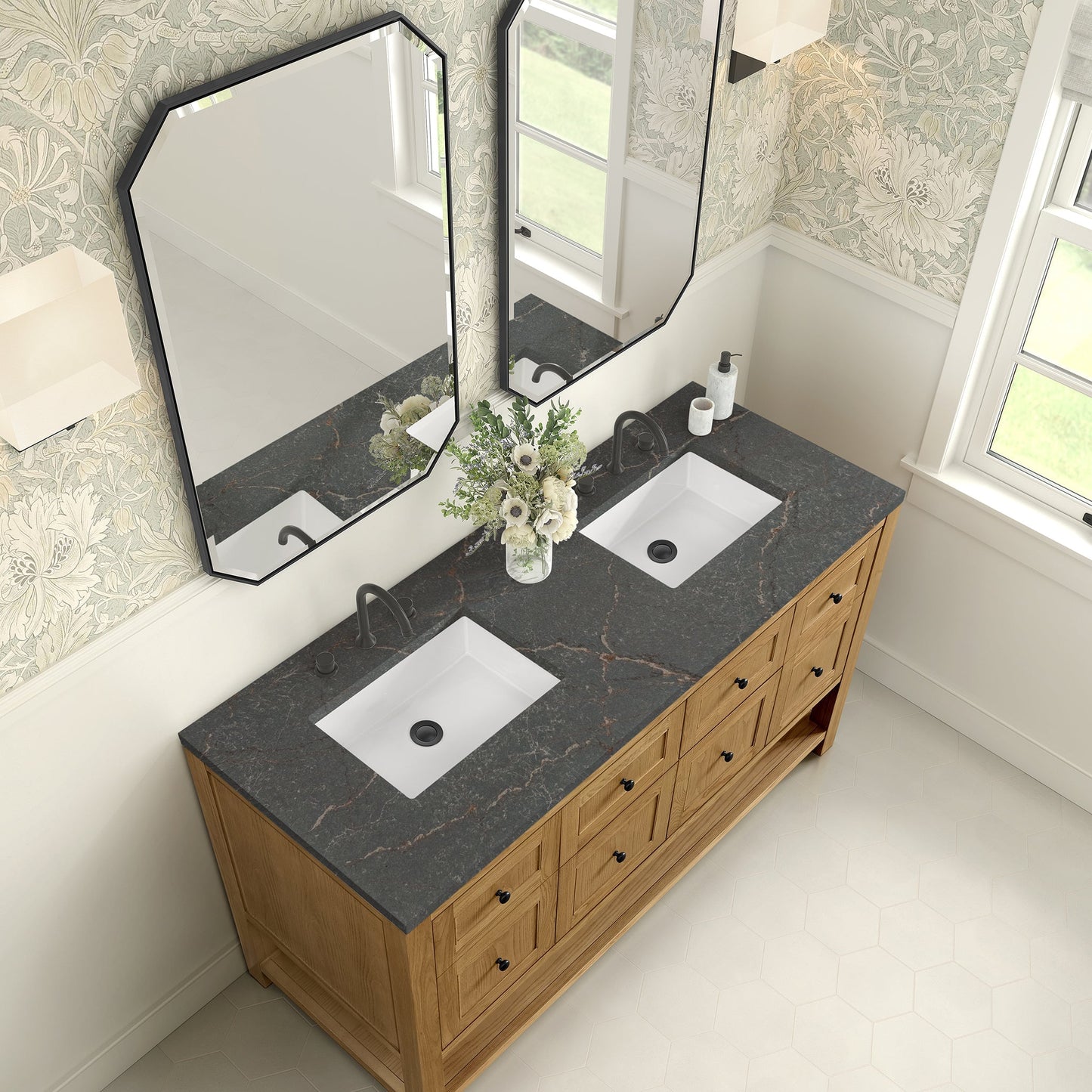 
                  
                    Breckenridge 60" Double Vanity in Light Natural Oak Single Bathroom Vanity James Martin Vanities Parisien Bleu Silestone 
                  
                