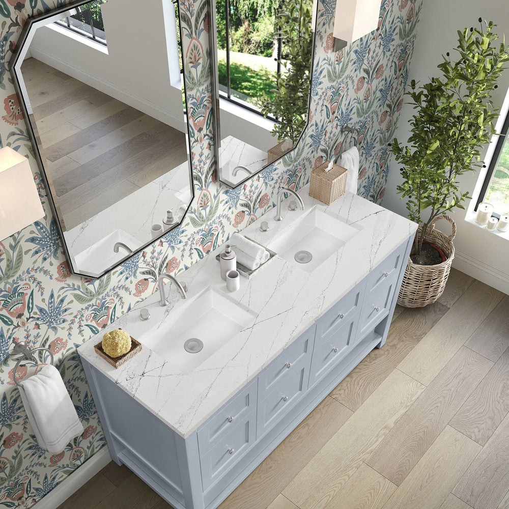 
                  
                    Breckenridge 60" Double Vanity in Serenity Blue Single Bathroom Vanity James Martin Vanities Ethereal Noctis Silestone 
                  
                