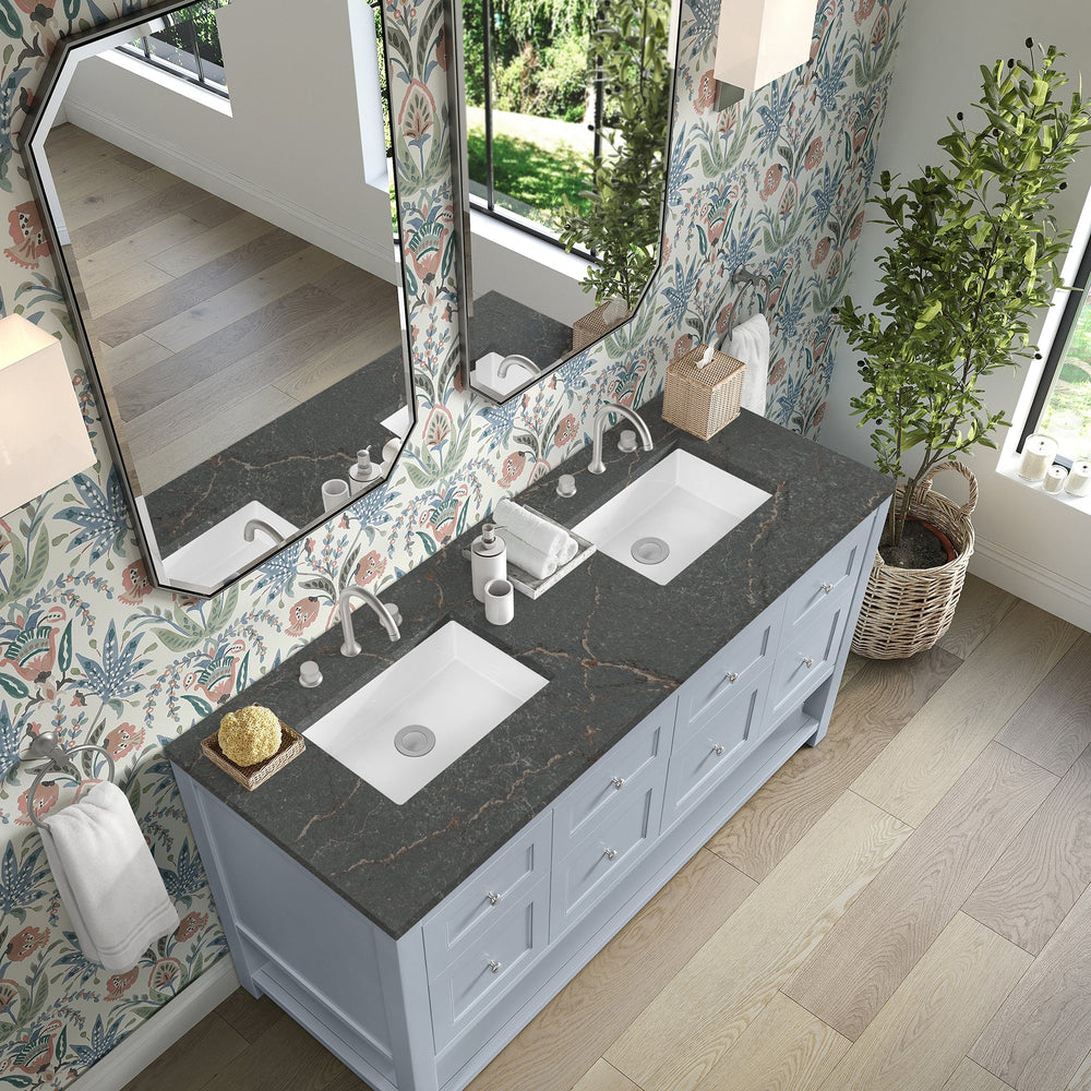 
                  
                    Breckenridge 60" Double Vanity in Serenity Blue Single Bathroom Vanity James Martin Vanities Parisien Bleu Silestone 
                  
                