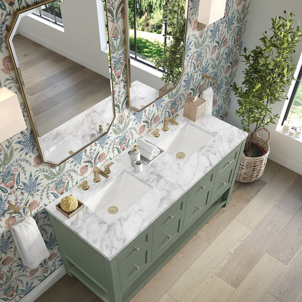 
                  
                    Breckenridge 60" Double Vanity in Smokey Celadon Single Bathroom Vanity James Martin Vanities Carrara White Marble 
                  
                