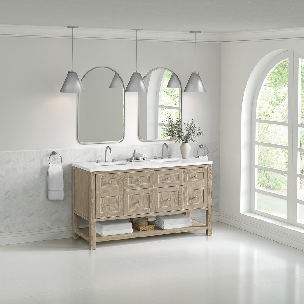 
                  
                    Breckenridge 60" Double Vanity in Whitewashed Oak Single Bathroom Vanity James Martin Vanities 
                  
                