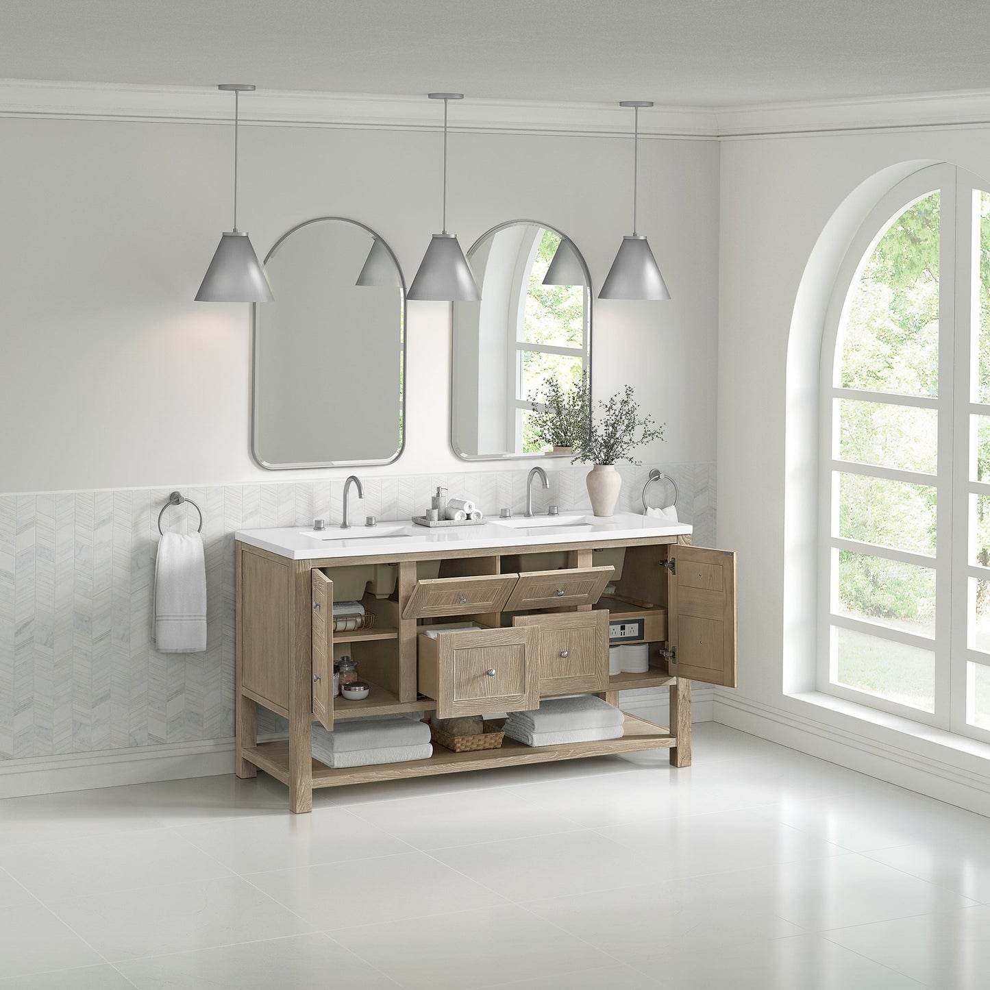 
                  
                    Breckenridge 60" Double Vanity in Whitewashed Oak Single Bathroom Vanity James Martin Vanities 
                  
                