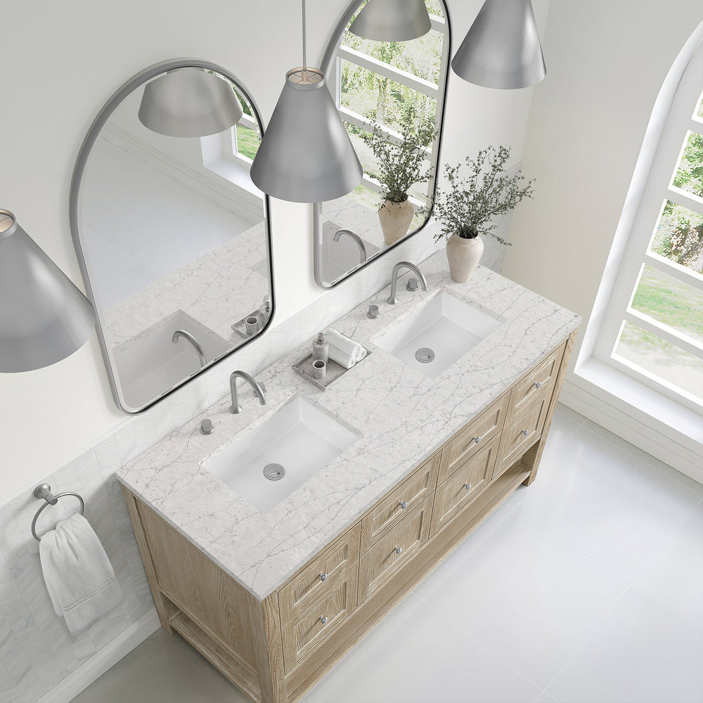 
                  
                    Breckenridge 60" Double Vanity in Whitewashed Oak Single Bathroom Vanity James Martin Vanities Eternal Jasmine Pearl Silestone 
                  
                