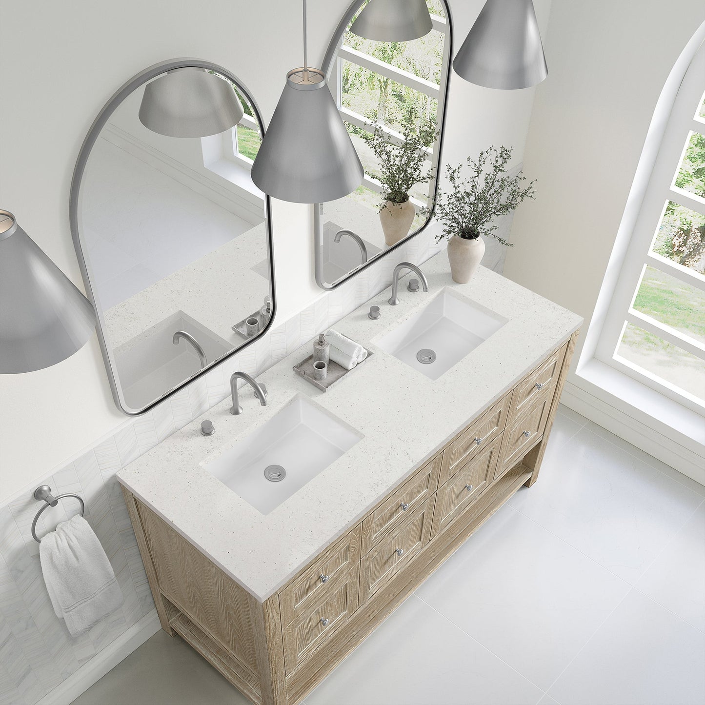 
                  
                    Breckenridge 60" Double Vanity in Whitewashed Oak Single Bathroom Vanity James Martin Vanities Lime Delight Silestone 
                  
                