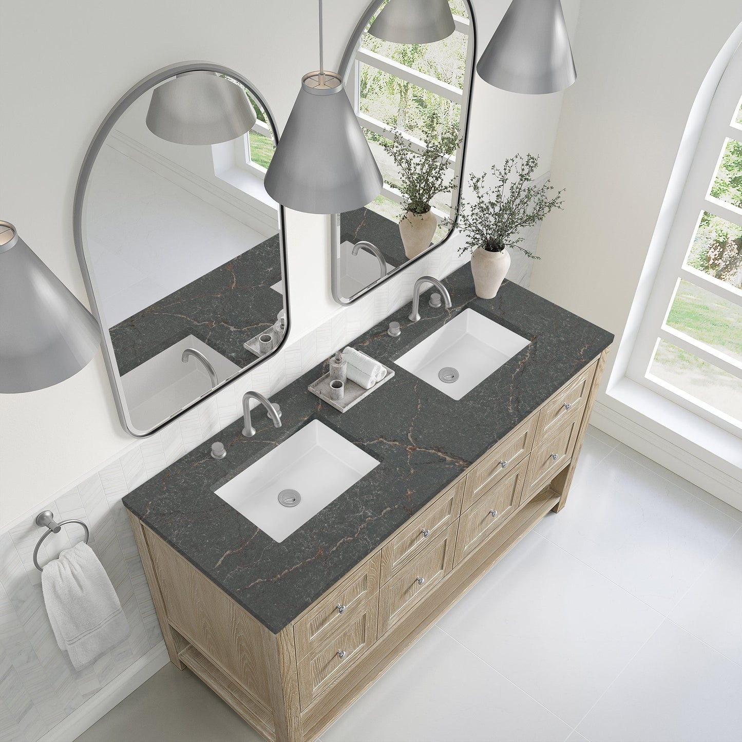 
                  
                    Breckenridge 60" Double Vanity in Whitewashed Oak Single Bathroom Vanity James Martin Vanities Parisien Bleu Silestone 
                  
                