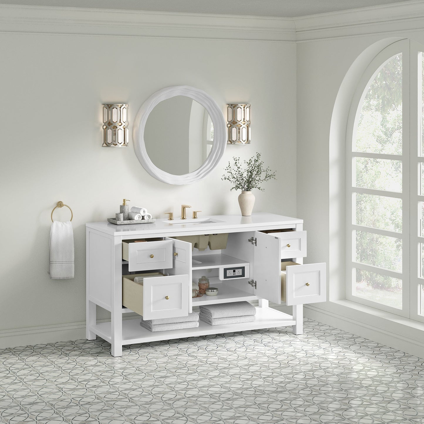 
                  
                    Breckenridge 60" Single Vanity in Bright White Single Bathroom Vanity James Martin Vanities 
                  
                