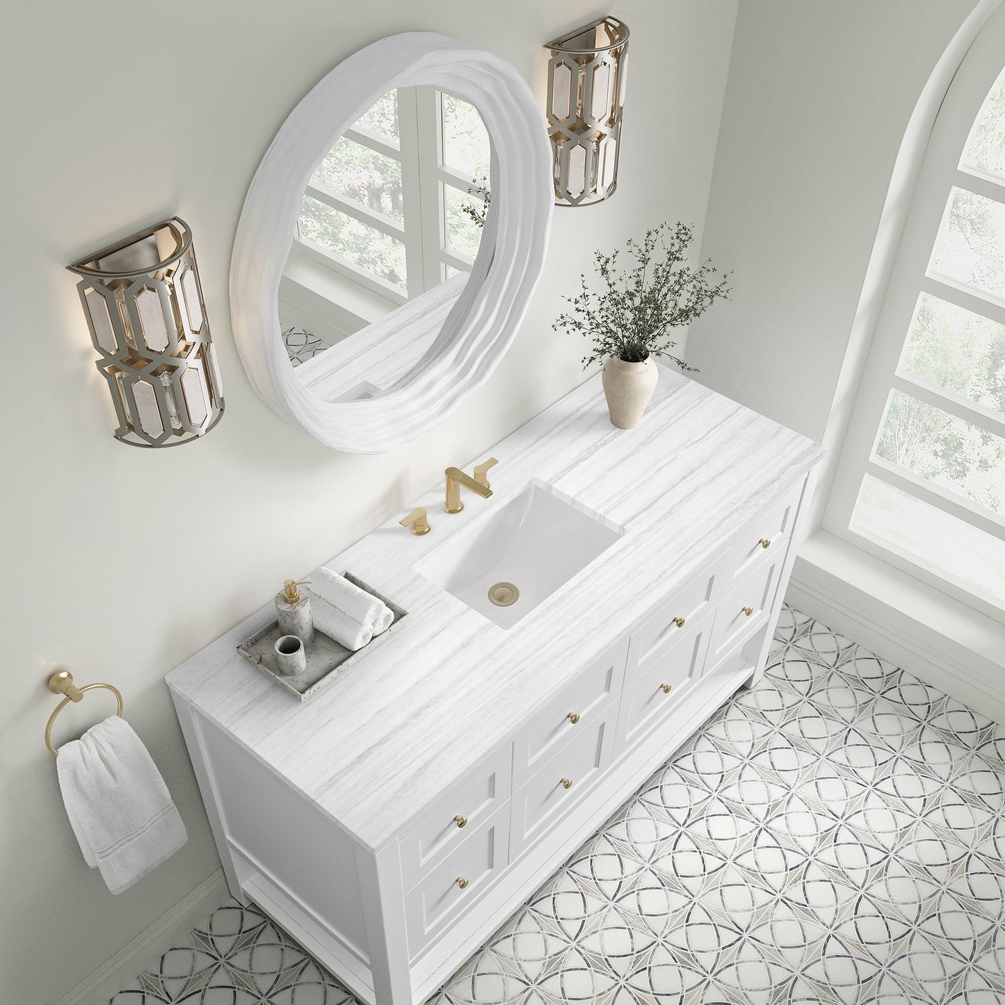 
                  
                    Breckenridge 60" Single Vanity in Bright White Single Bathroom Vanity James Martin Vanities Arctic Fall Solid Surface 
                  
                