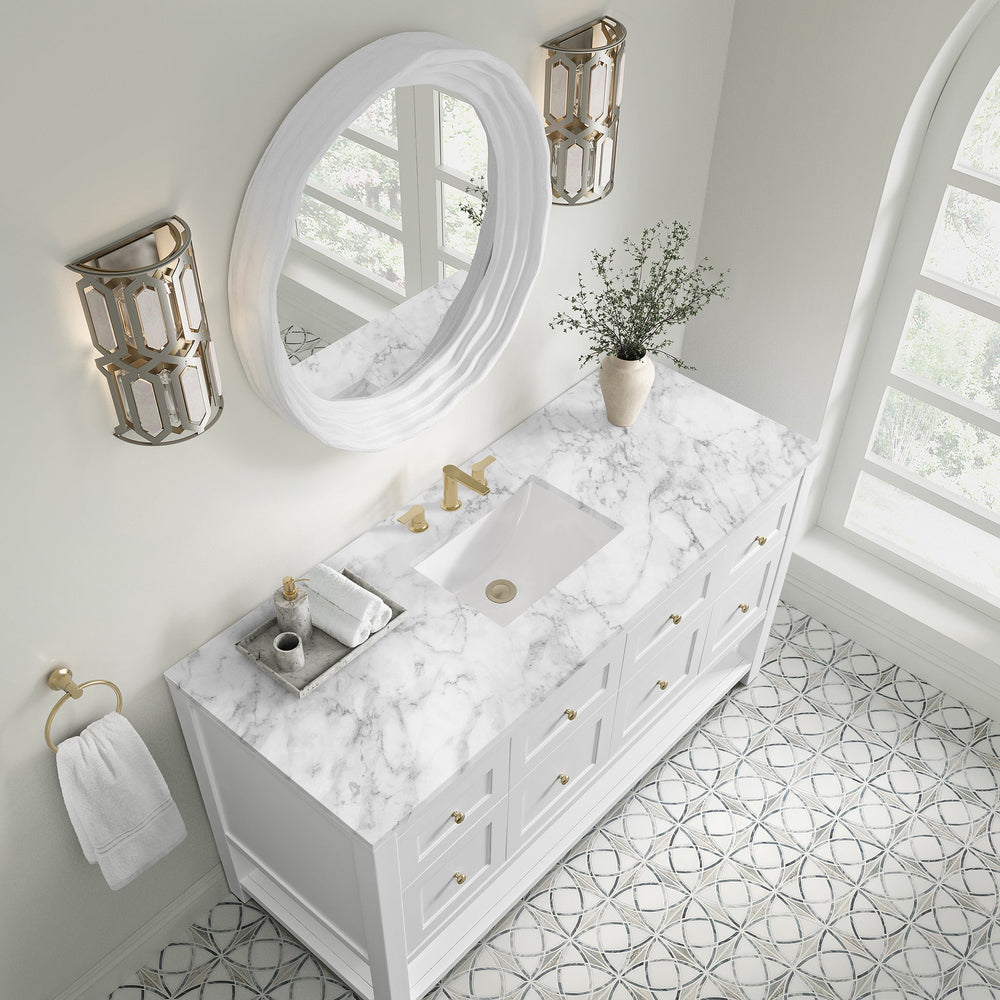 
                  
                    Breckenridge 60" Single Vanity in Bright White Single Bathroom Vanity James Martin Vanities Carrara White Marble 
                  
                